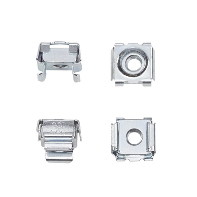 Kit de 20 Tuercas Enjauladas #10-32, Para Uso en Gabinetes o Racks con Rieles con Orificios Cuadrado, de Acero, Color Plateado | P1032CN