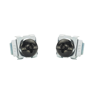 Kit de 100 Tornillos y 100 Tuercas Enjauladas #12-24, Para Uso en Gabinetes o Racks con Rieles con Orificios Cuadrado | CNWS1224-C