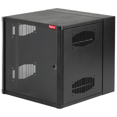 Gabinete AccessPlus de 12 UR Montaje en Pared de 19in, Rieles Numerados y Roscados #10-32, Puerta con Ventana de Seguridad, 600 mm de Ancho, 762 mm de Profundidad, 12 UR, Color Negro | EWMW242430