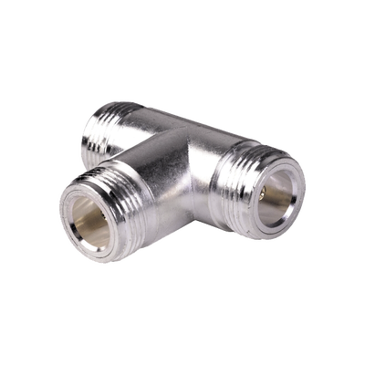 Adaptador en T, Triple Conectores N Hembra, Plata/ Oro/ Teflón. | RFN-1011-1