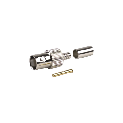 Conector BNC Hembra de Anillo para Cables RG-8/X, LMR-240, 9258, Níquel/ Oro/ Delrin. | RFB-1124-1X