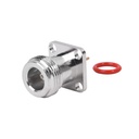 Conector N Hembra de Montaje de Panel con 4 perforaciones a 12.7 mm, soldable. | RFN-1021-5