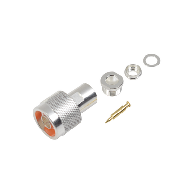 Conector N Macho de Rosca para Cables RG-8/X, LMR-240, BELDEN 9258, Plata / Oro / Teflón. | RFN-1004-1SX