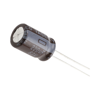 Capacitor Electrolítico de Aluminio, Radial de 220 µFd, 63 Vcc, 105 °C, 10 x 15 mm. | 0220M0063V
