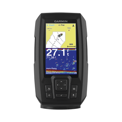 Fishfinder STRIKER™ Plus 4 con GPS Integrado / Pantalla QSVGA 272 x 480 píxeles / Frecuencias 50-200 kHz / Potencia 200 W RMS / Tecnología de Ganancia Automática / Sensor de Temperatura / Resistencia al Agua IPX7 | 10-01870-00
