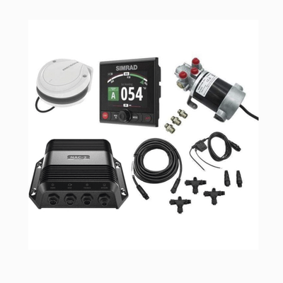 Piloto Automático Simrad para Embarcaciones Fueraborda y Dentrofueraborda / Paquete Completo / Controlador AP44 con Pantalla a Color 4.1 Pulgadas / Bomba Hidráulica RPU-80 / Brújula Precision-9 / Compatible con NMEA 2000® / Virtua | 000-13291-002