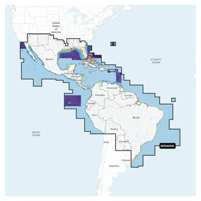 Cobertura Marítima / Costa de México, Centroamérica y Brasil / Incluye Golfo de EE. UU. y Costa Oriental / Bermudas, Bahamas, Cuba, Puerto Rico / Islas Vírgenes, Jamaica, Canal de Panamá / Costa Occidental de Sudam&eacut | 010-C1285-00