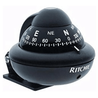 Brújula Magnética RitchieSport Compass color negro / 2 Pulgadas (51 mm) Dial Directo / Alta Visibilidad / Iluminación Nocturna Verde Interna / Montaje Reversible 300 Grados / Compensadores Internos / Construcción Composite Alta | X-10B-M