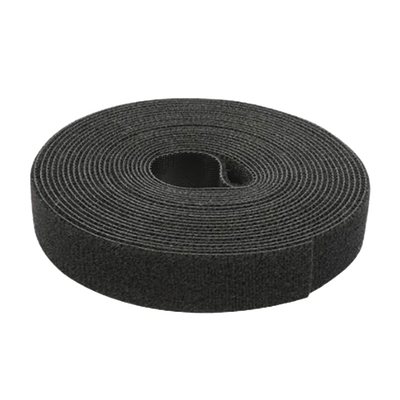 Cinta de Contacto Autoadherente Color Negro / 1.6 cm x 25 metros / Espalda con Espalda (Gancho y Bucle) | PST-C05-001-BK