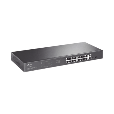 Switch no administrable de 16 puertos 10/100/1000Mbps y PoE af/at, 2 puertos SFP hasta 250W. | TL-SG1218MP