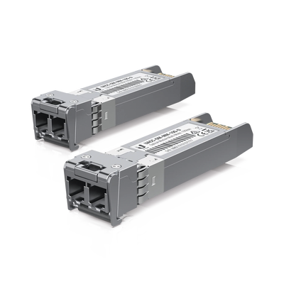 UFiber Módulo SFP+ 10G, transceptor MiniGibic MultiModo 10 Gbps, distancia 300m, conectores LC, paquete de 2 piezas | UACC-OM-MM-10G-D-2