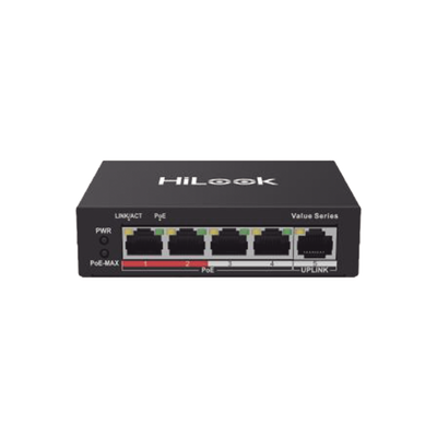 Switch PoE+ / 4 Puertos 10/100 Mbps PoE+ (af / at) / 1 Puerto 10/100 Mbps Uplink / Modo Extendido hasta 250 Metros / 35 Watts | NS-0105P-35(B)