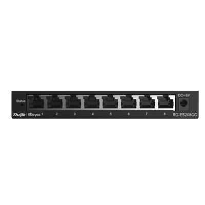 Switch Administrable con 8 puertos Gigabit, gestión gratuita desde la nube | RG-ES208GC