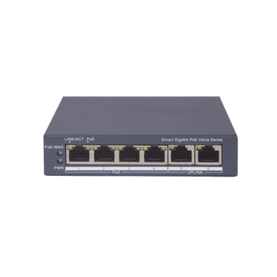 Switch Gigabit PoE+ / Administrable / 4 Puertos 1000 Mbps PoE+ / 2 Puertos 1000 Mbps Uplink / Configuración Nube Hik-PartnerPro / Modo Extendido hasta 300 Metros / 45 Watts | DS-3E1506P-EI/M