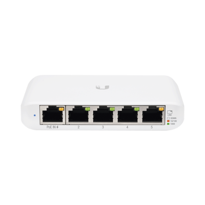 Switch UniFi Administrable Compacto de 5 Puertos 10/100/1000 Mbps, soporta entrada de PoE 802.3af/at | USW-FLEX-MINI