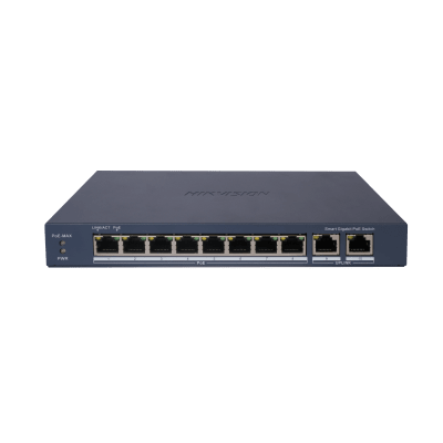 Switch Gigabit PoE+ / Administrable / 8 Puertos Gigabit PoE+ / 2 Puertos Gigabit / Configuración Nube Hik-Partner Pro / Modo Extendido hasta 300 Metros / 110 W | DS-3E1510P-EI