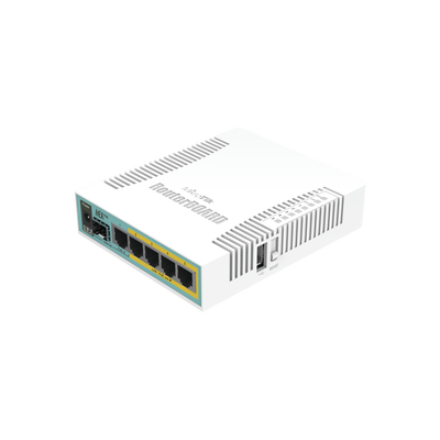 (hEX PoE) Routerboard 5 puertos Gigabit Ethernet PoE 802.3at, 1 Puerto USB | RB960PGS