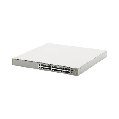 Switch L3, Stack, 20 puertos 1G POE+, 4 MultiGigabit POE+, 4 puertos SFP+, PSU FIJA | AT-GS980MX/28PSM-10