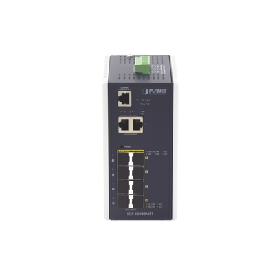 Switch Industrial Administrable L2+, 8 Puertos 1G SFP, 2 Puertos TP Gigabit, (-40 ~75 grados C) | IGS-10080MFT