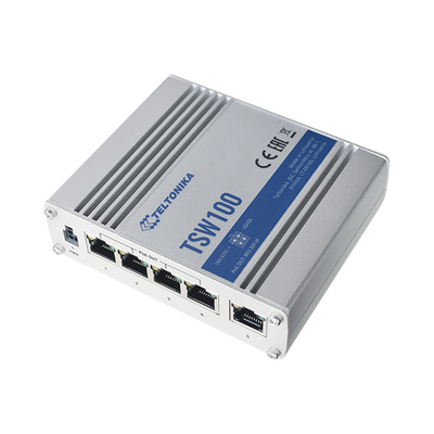 Switch Industrial No-Administrable 5 puertos Gigabit, PoE en 4 puertos 802.3af/at (120W) | TSW100