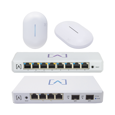 Starter KIT Alta Labs: Incluye 1 Router (Route10) / 1 Switch PoE (S8-POE) / 1 Puntos de Acceso WiFi 6 AP6 / 1 Punto de Acceso AP6-PRO / Bloqueo de Contenido / Administración en la Nube / App Gratuita / Compatible con la plataforma Purple | ALTA-STR-KIT