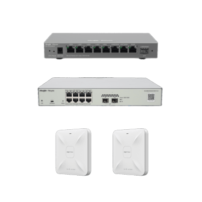 Solución Completa de Red para hasta 200 Clientes y hasta 4 servicios de Internet., Ideal para Iniciar un Proyecto de Hotelería u Oficina | RG-KIT-OH-200