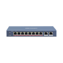 Switch PoE+ / No Administrable / 7 Puertos 10/100 Mbps 802.3 af/at (30 W) / 1 Puerto 10/100 Mbps Hi-PoE (90 W)  / 2 Puertos 1000 Mbps Uplink / Modo Extendido hasta 300 Metros / 110 Watts | DS-3E0310HP-E