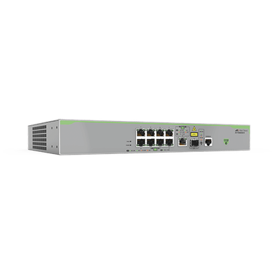 Switch Administrable CentreCOM FS980M, Capa 3 de 8 Puertos 10/100 Mbps + 1 puertos RJ45 Gigabit/SFP Combo | AT-FS980M/9-10
