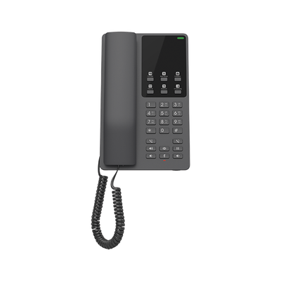 Teléfono IP Hotelero, 2 líneas SIP con 2 cuentas, codec Opus, IPV4/IPV6, color negro, con gestión en la nube GDMS | GHP621
