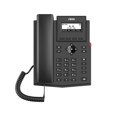 Teléfono IP empresarial para 2 lineas SIP con pantalla LCD, Códec Opus, conferencia de 3 vías, PoE. | X301P