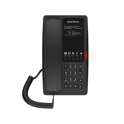 Teléfono IP para Hotelería, Puerto USB-A para carga, 5 teclas programables para servicio rápido (Hotline), plantilla personalizable con PoE | H4B