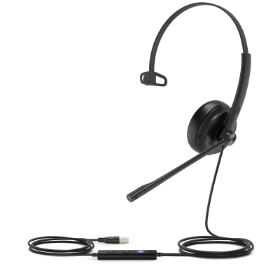 Diadema Alámbrica UH34 Mono de Yealink Certificada con Microsoft Teams con Almohadillas de Cuero | UH34-MONO-TEAMS