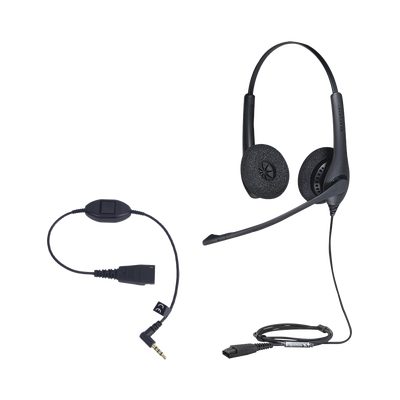 KIT, Diadema con cancelación de ruido, con accesorio para conexiones 3.5mm Incluye modelos BIZ-1500-DUO-QD y MOBILE-QD-35MM-Sï»¿ | JABRAKIT