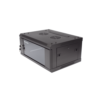 Gabinete para Montaje en Pared - Piso / Puerta de Cristal Templado / Cuerpo Fijo / 4 Unidades de Rack / 19" / Fabricado en Acero | DS-XS6404-S/B