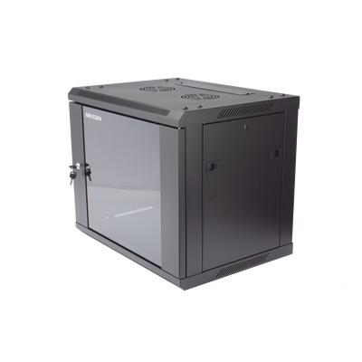 Gabinete para Montaje en Pared - Piso / Puerta de Cristal Templado / Cuerpo Fijo / 9 Unidades de Rack / 19" / Fabricado en Acero | DS-XS6409-S/B