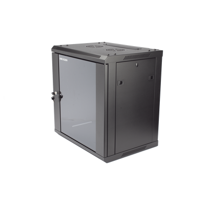 Gabinete para Montaje en Pared - Piso / Puerta de Cristal Templado / Cuerpo Fijo / 12 Unidades de Rack / 19" / Fabricado en Acero | DS-XS6412-S/B