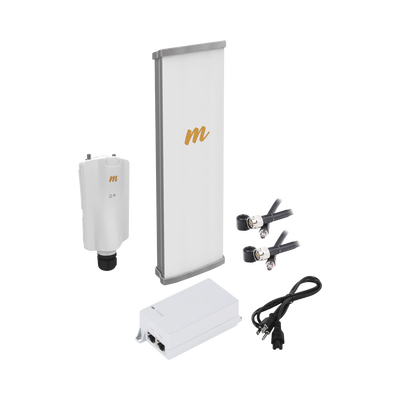 Kit de radio A5x con antena N545X4, 4.9 a 6.4 GHz, 700 Mbps, hasta 64 usuarios concurrentes,  Monitoreo a travez de la nube, incluye jumper, PoE24V, cable de alimentación y montaje | A5XN45KIT