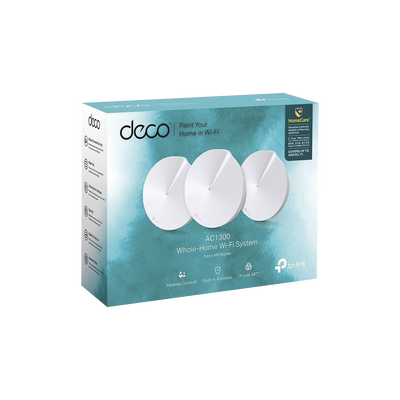 Kit 3 Routers Inalámbricos MESH Interior para Hogar / Doble Banda Wi-Fi 5 AC1300 Mbps / 2 Puerto Gigabit WAN/LAN / 4 Antenas Internas / Administración Mediante la App Deco (iOS, Android) / Protección HomeCare | DECOM5-3PACK