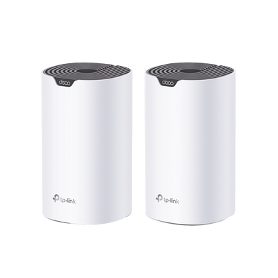 Kit 2 Routers Inalámbricos MESH Interior para Hogar / Doble Banda Wi-Fi 5 AC1900 Mbps / 3 Puerto Gigabit WAN/LAN / 3 Antenas Internas / Administración Mediante la App Deco (iOS, Android) | DECOS7-2PACK