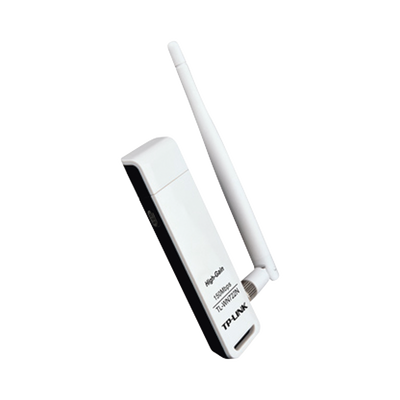Adaptador USB inalámbrico de alta ganancia N 150 Mbps 2.4 GHz con 1 antena desmontable de 4dBi | TL-WN722N