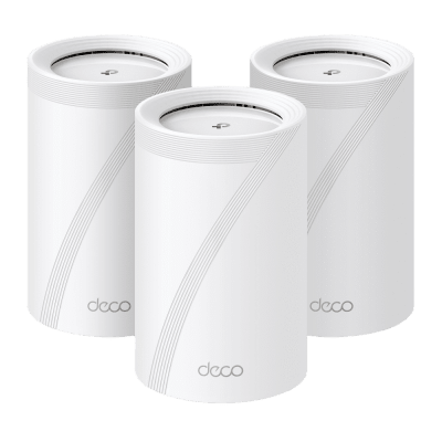 KIT 3 Routers Inalámbrico MESH Interior para Hogar / Triple Banda Wi-Fi 7 BE9300 Mbps / 2 Puerto 2.5 Gigabit WAN/LAN / 4 Antenas Internas / Operación Multi-Link MLO / Administración Mediante la App Deco (iOS, Android) / HomeShield | DECO-BE65-3PACK