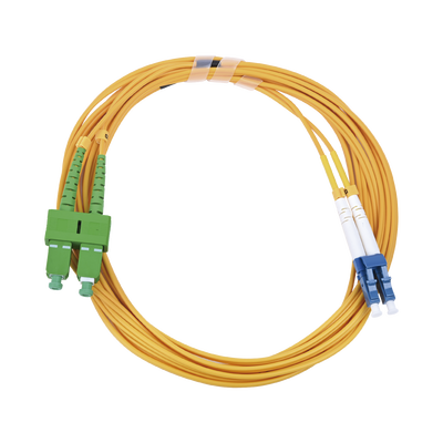 Jumper de Fibra Óptica Monomodo 9/125 LC/UPC-SC/APC, PVC, 2.0 mm, Dúplex, Amarillo, 3 Metros (9.84 Pies) | LP-FO-D-LCU-SCA-03