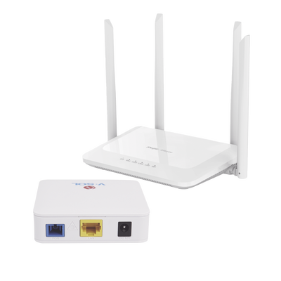 Kit 1 ONU Bridge V-Sol, Dual GPON/EPON con Router Home Mesh Ideal para distribuciones WISP de mayor cobertura Wi-Fi en Hogares y Oficinas | KIT1-VPON-MESH