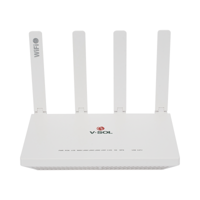 ONU GPON/EPON con Wi-Fi 6 AX1500 / 1 Puerto CATV / 4 Puertos Gigabit / Puerto PON SC/APC | V2804-AX15T