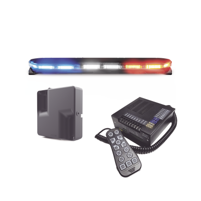 Kit de Sirena, Bocina y Torreta de 47", Serie 16 con 300 LEDs, Dual Color, Frente: Rojo/Blanco, Azul/Blanco, Trasero: Rojo/Ámbar, Azul/Ámbar | 16TR47KIT300C