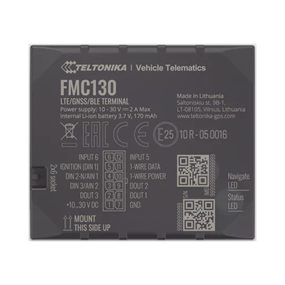 Profesional Rastreador Vehicular (GPS) 4G LTE CAT 1 y 2G / Identificación de Conductores / Bloqueo Remoto / Detección de Jammer / Sensores Bluetooth / Múltiples I/O | FMC130