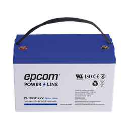 [PL100D12V2] Batería 12 Vcc / 100 Ah / UL / Tecnología AGM-VRLA / CICLO PROFUNDO / Para uso en aplicaciones fotovoltaicas y de emergencia  / Terminales T4 | PL100D12V2