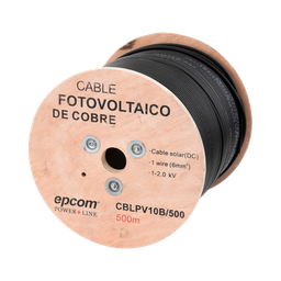 [CBL-PV-10B/500] Carrete de 500 Metros / Cable Fotovoltaico Negro / 6mm² (10AWG) / Material COBRE /  2000 Vcc | CBL-PV-10B/500