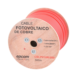 [CBL-PV-10R/500] Carrete de 500 Metros / Cable Fotovoltaico Rojo  / Material COBRE / 6mm² (10AWG) / 2000 Vcc | CBL-PV-10R/500