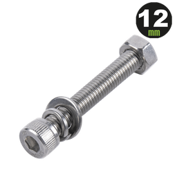 [950-5080-124] 1 Tornillo Allen Milimétrico de Acero Inoxidable  M8-1.25 x 12/ Con 1 Tuerca, 1 Arandela de Presión y 1 Plana / Para Montajes de Módulos Foto Voltaicos . | 950-5080-124